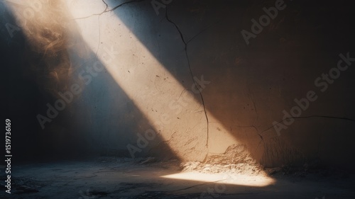 Sunbeam pierces cracked concrete