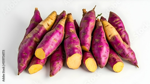Pile Of Fresh Purple And Yellow Sweet Potatoes
