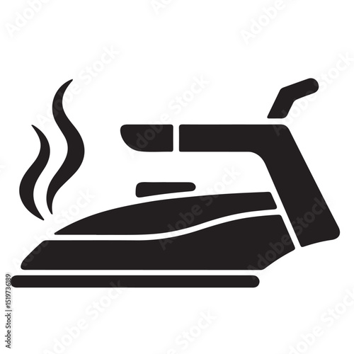 Blue electric iron for domestic housework isolated on a white background