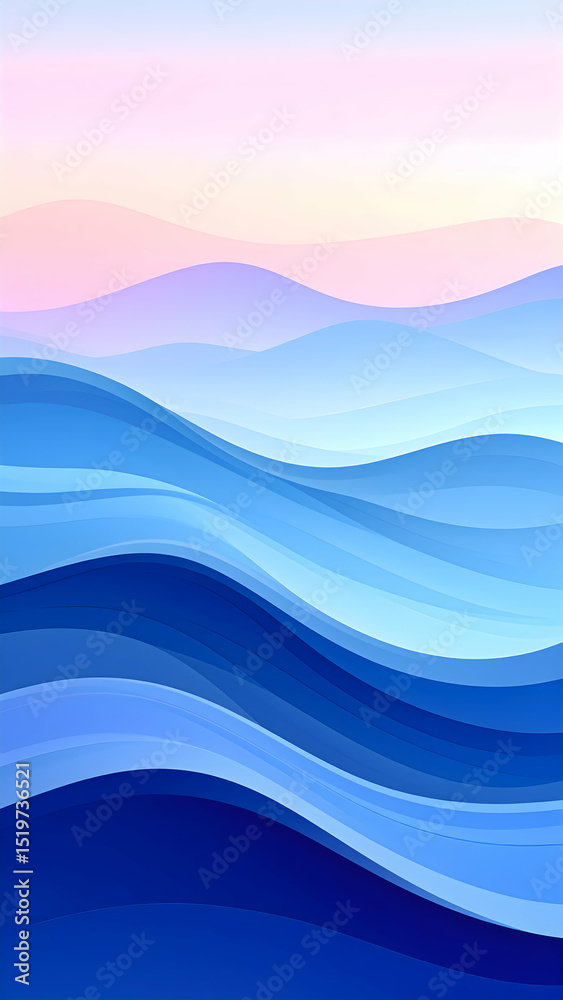 Fototapeta premium Abstract waves in varying shades of blue, creating a tranquil and soothing atmosphere.
