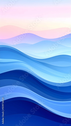 Abstract waves in varying shades of blue, creating a tranquil and soothing atmosphere.