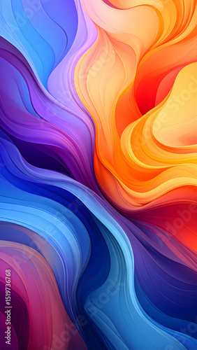 Abstract waves of vibrant colors blending in a fluid design.