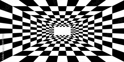 Floor in perspective with checkerboard texture. Empty chess board. Vector illustration.