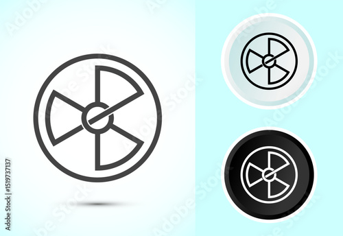 Radiation icon design illustration, Biological hazard sign symbol in color, black and white