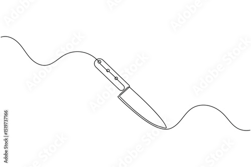 Knife continuous line drawing illustration with minimalist style for kitchen