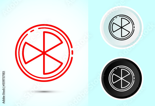 Radiation icon design illustration, Biological hazard sign symbol in color, black and white