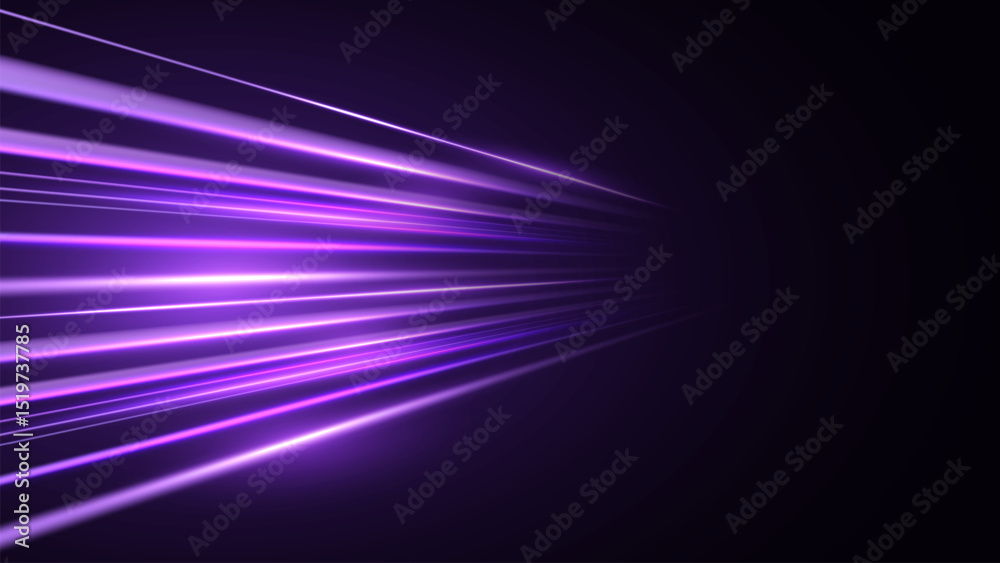 Obraz premium Panoramic high speed technology concept, light abstract background. Modern abstract high-speed movement. Dynamic motion light trails with motion blur effect on dark background. 