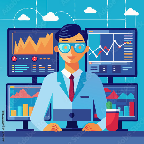 Busy corporate office with diverse teams brainstorming, collaborating, and working on digital devices in bright, modern workspaces, highlighting innovation, teamwork, and productivity.