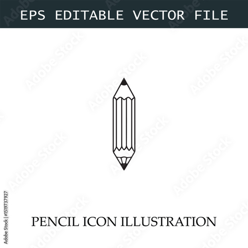 Pencil Icon Black and White Vector Design Image Illustration
