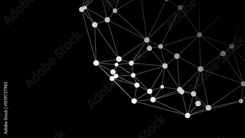 Wireframe mesh polygonal element. Sphere with connected lines and dots.  3d geometric vector background for business or science presentation.