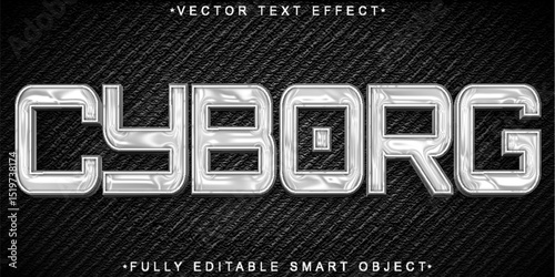  Cyborg Robot Futuristic Tech Chrome Digital Fully Editable Smart Object Text Effect