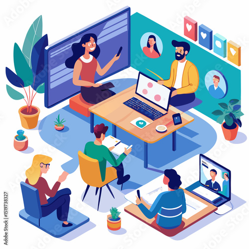 business people working on computer