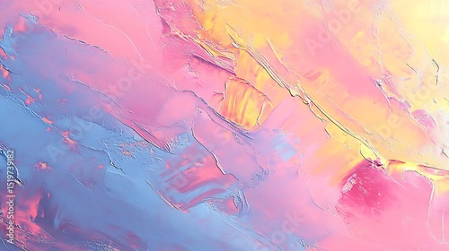 Abstract oil painting of colorful brushstrokes in pastel hues creating a dynamic and textured artistic background
