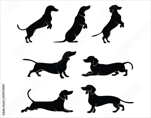 Running and Jumping Dachshund Dog Silhouettes
