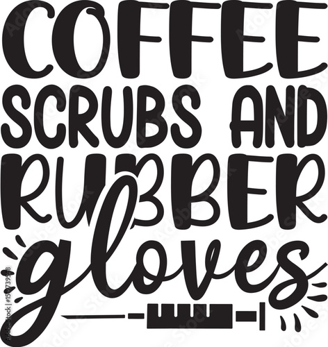 Coffee scrubs and rubber gloves design File