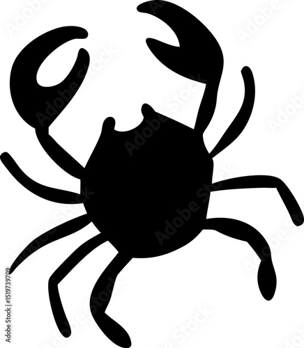 Hand drawn crab silhouette illustration in black red green blue yellow cyan and magenta suitable for various design applications