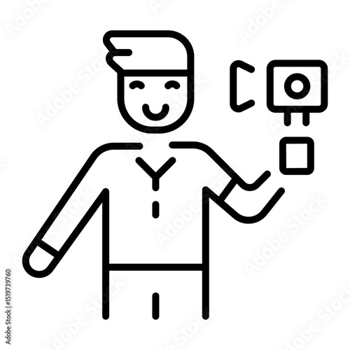 A linear style icon of video recording