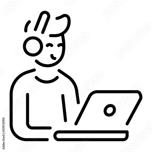 A linear style icon depicting digital media 