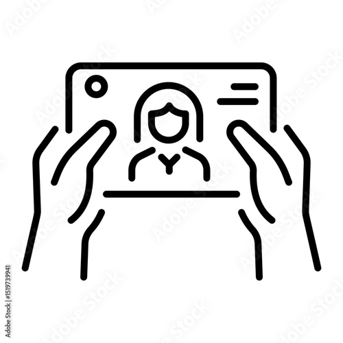An icon showing online interview in line style