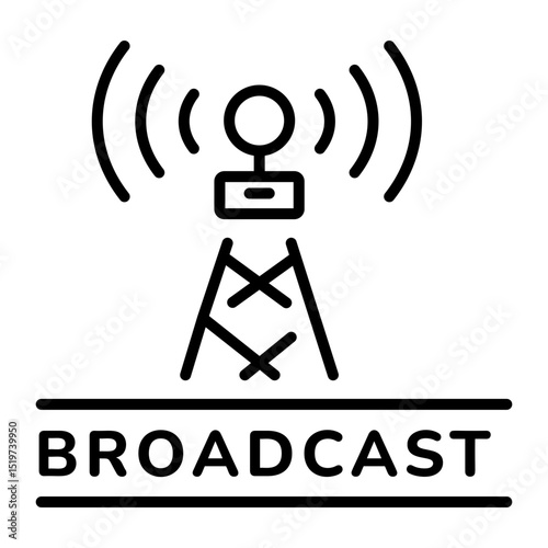 A linear icon showing broadcasting signals 