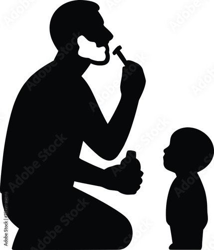 Vector Illustration Father and Son Shaving Moment