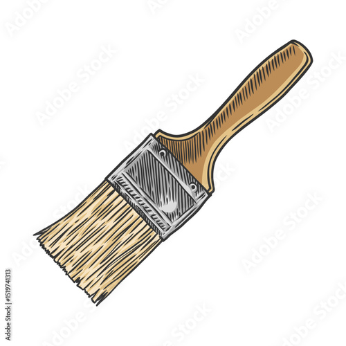 Hand Drawn Sketch Style Paint Brush Engraved Style Illustration