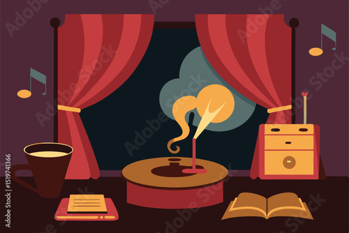 illustration of a candle in a candlestick background