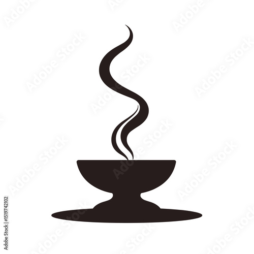 Bowl for burning incense.. Simple bowl icon perfect for funeral home brochures.  This minimalist design is ideal for expressing grief and remembrance.