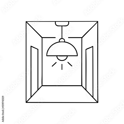 Minimal ceiling light in interior room icon