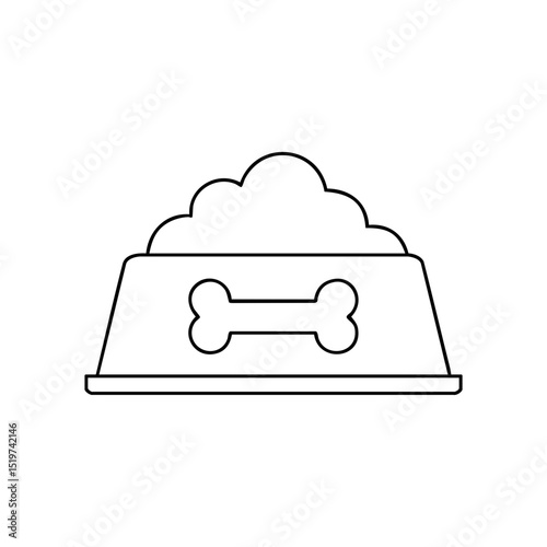 Pet food bowl with kibble line icon