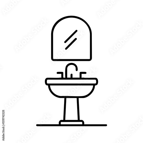 Bathroom sink with mirror line icon