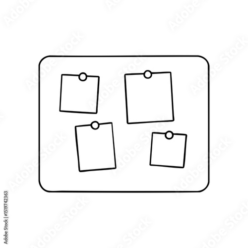 Cork board with pinned sticky notes icon