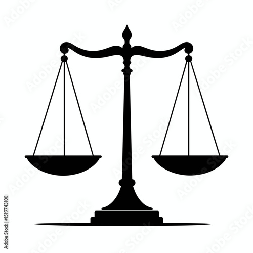 Classic scales of justice symbol.  Elegant scales of justice illustration.  Black scales of justice image perfect for legal services.