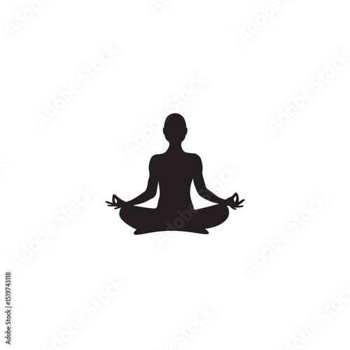 Silhouette of woman meditating in lotus position spiritual wellness concept