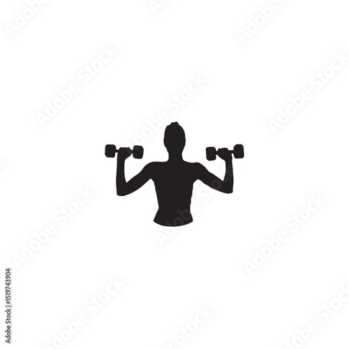 Silhouette of woman exercising with dumbbells for strength and fitness training