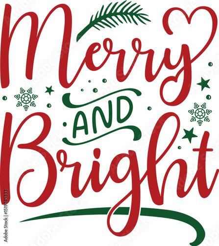Merry and bright holiday vector design File