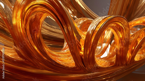 Abstract Flowing Patterns of Orange and Gold Liquid Texture Form