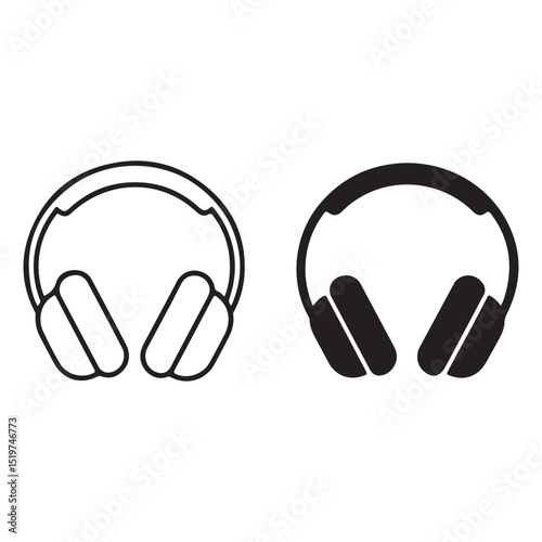 Minimal vector headphones black and white style