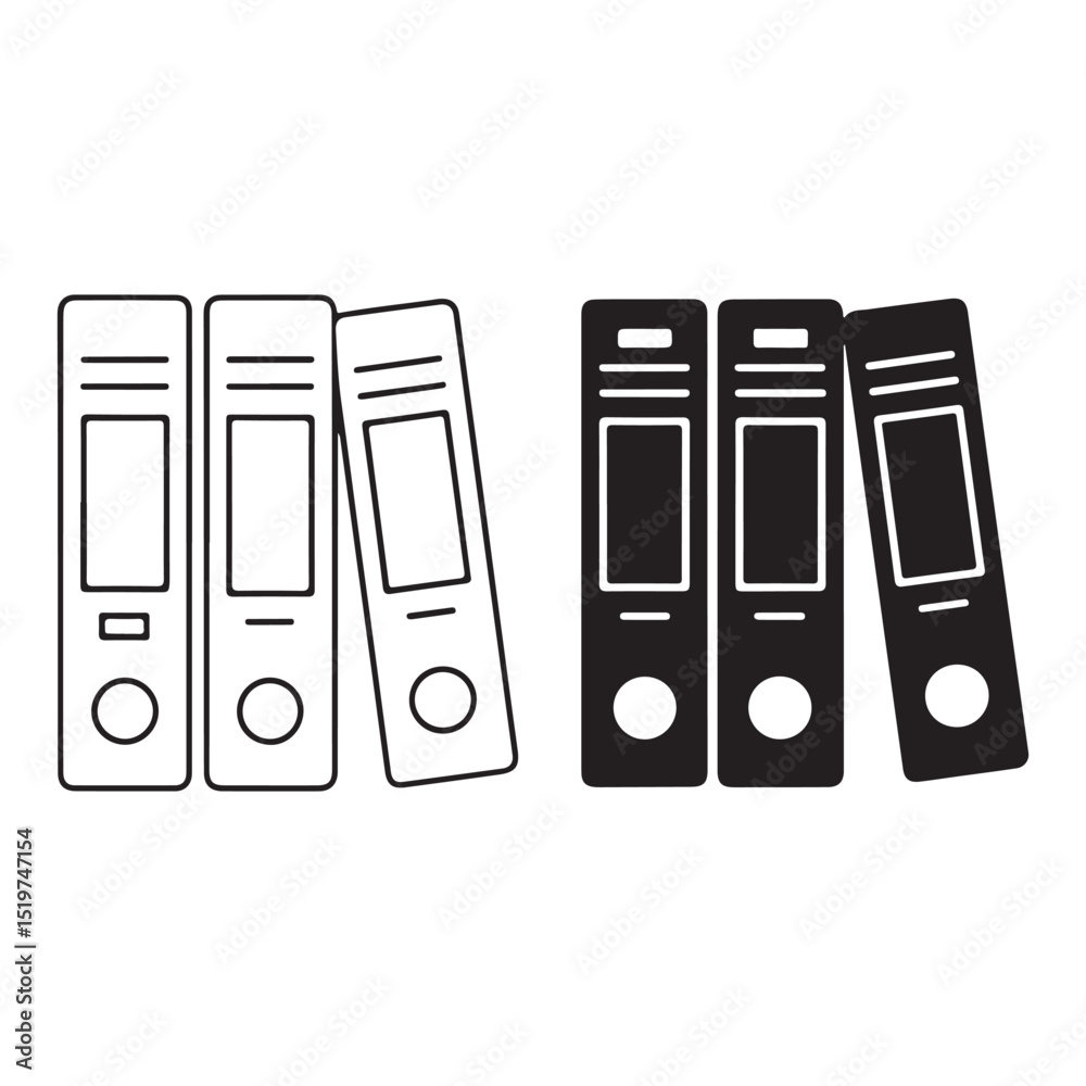 Office ring binder icons outline and solid Office ring binder icons outline and solid
