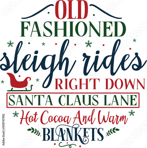 Old fashioned sleigh rides christmas design File