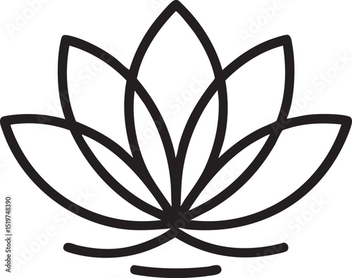 Elegant Lotus Flower Outline Illustration for Wellness Spirituality and Design Projects simple clean black