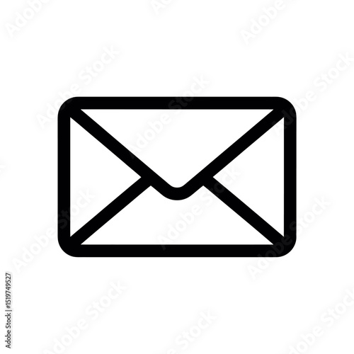 Simple Black and White Outline Envelope Icon A Clean Minimalist Design