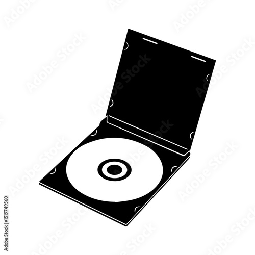 Silhouette of a CD in an Open Plastic Case – Compact Disc Packaging Illustration

