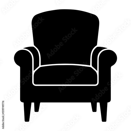 Silhouette of a Single-Seater Luxury Sofa – Elegant Armchair Furniture Illustration

