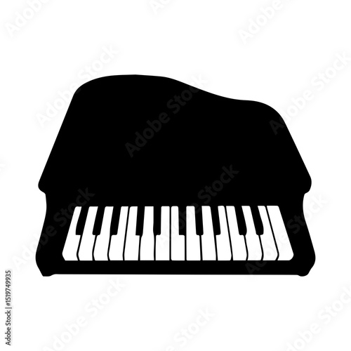Silhouette of an Antique Wooden Grand Piano – Classic Musical Instrument Illustration

