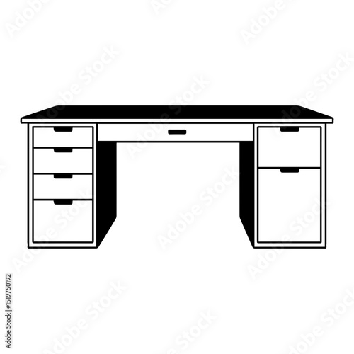 Silhouette of an Elegant Computer Table – Modern and Minimalist Desk Design Illustration

