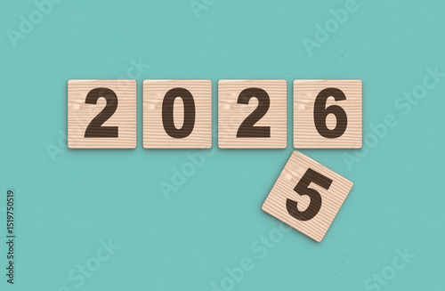 2025 to 2026 year number on wooden blocks