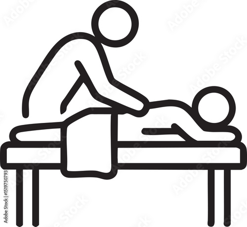 Simple Line Art Illustration of a Person Receiving a Massage on a Table minimalist