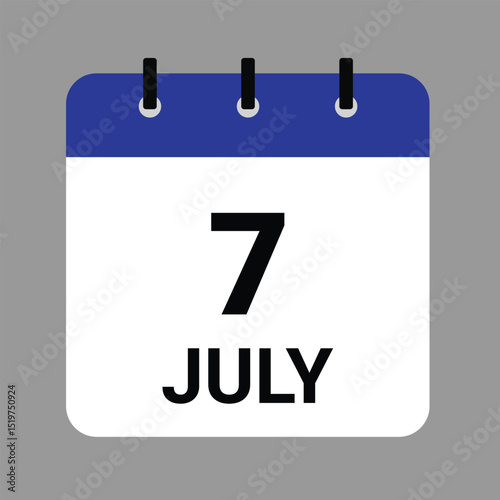 JULY 7 - Daily Calendar Icon - White Background