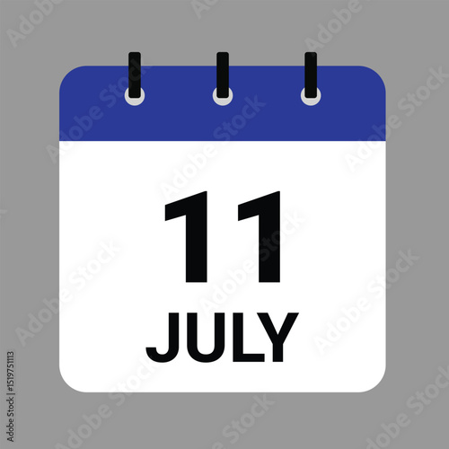 JULY 11 - Daily Calendar Icon - White Background